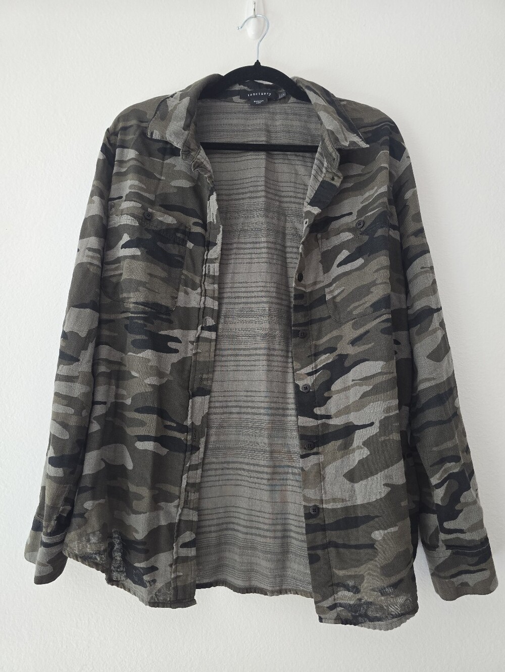 Women's Camouflage Button-Up Shirt- Olive Camo